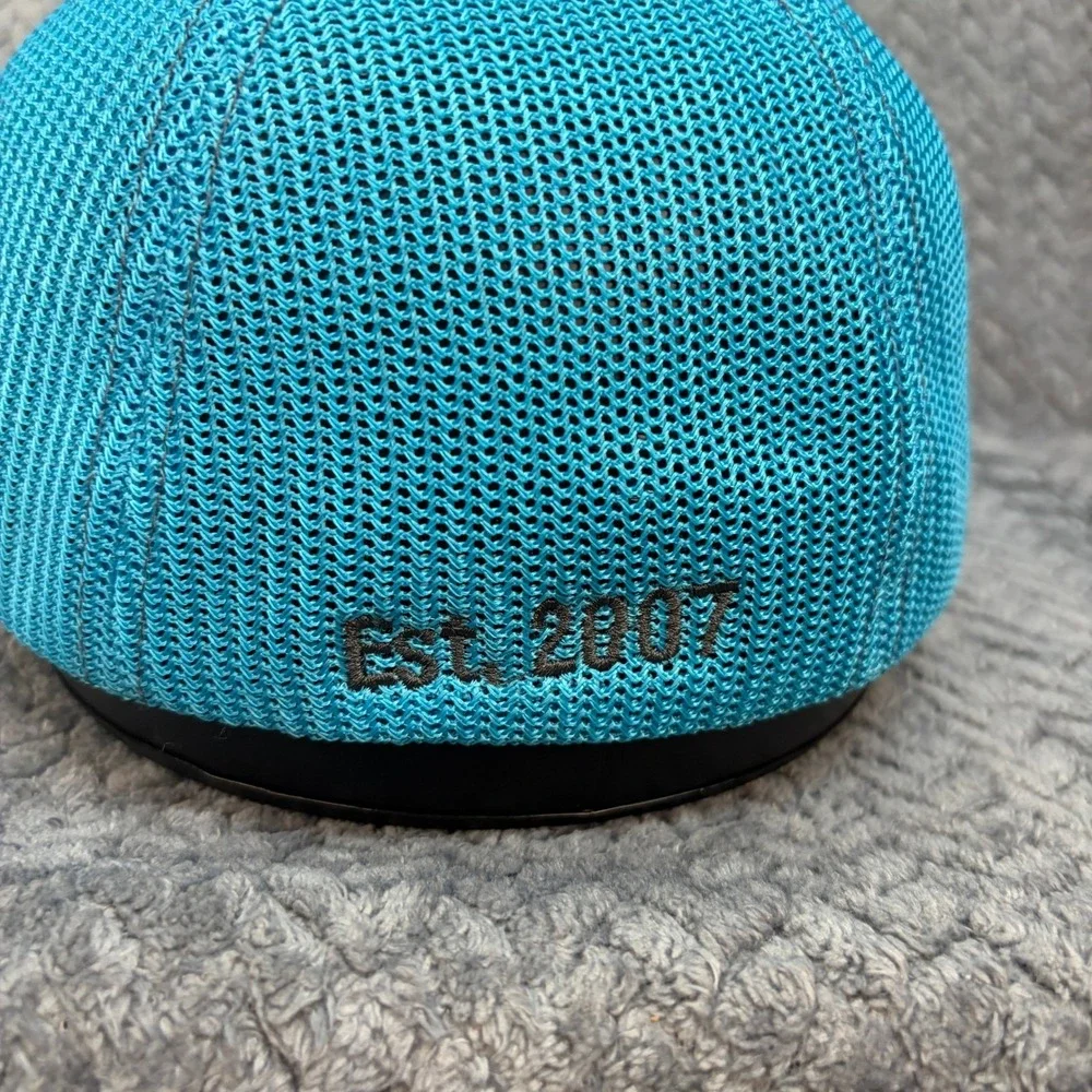 Richardson 110 Flexfit Trucker Hat Gray Turquoise Norris Est 2007 LG/XL Cap